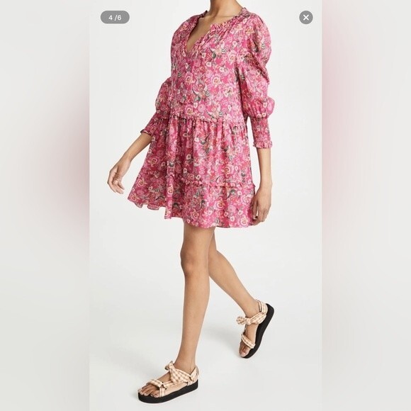 Misa Maya Mini Dress Falaise Floral Color: Pink Size S - Picture 5 of 8